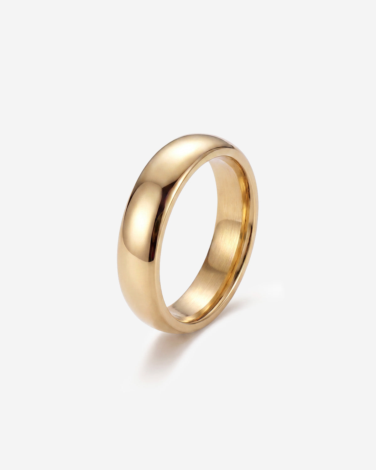 Polished gold band ring 5 mm wide
