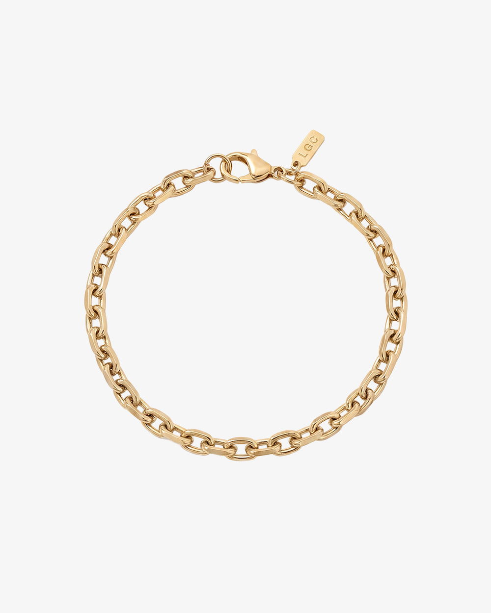 Pulsera de cadena dorada de eslabones grandes con cierre de mosquetón y extensor ajustable