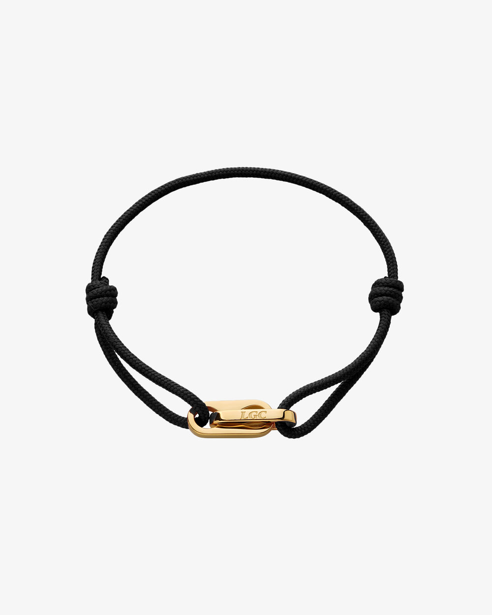 Cierre dorado en pulsera Atlantis negra con grabado LGC
