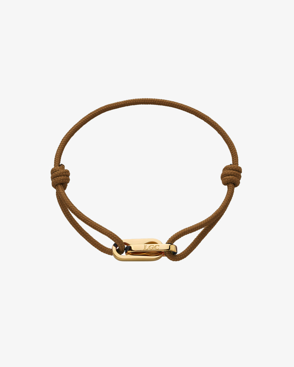 Pulsera dorada Atlantis con cordón trenzado marrón y cierre dorado