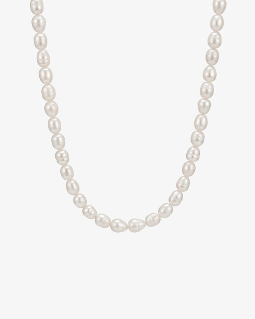 BELIZE PEARL CHAIN Caribbean freshwater pearls necklace with lustrous white pearls
