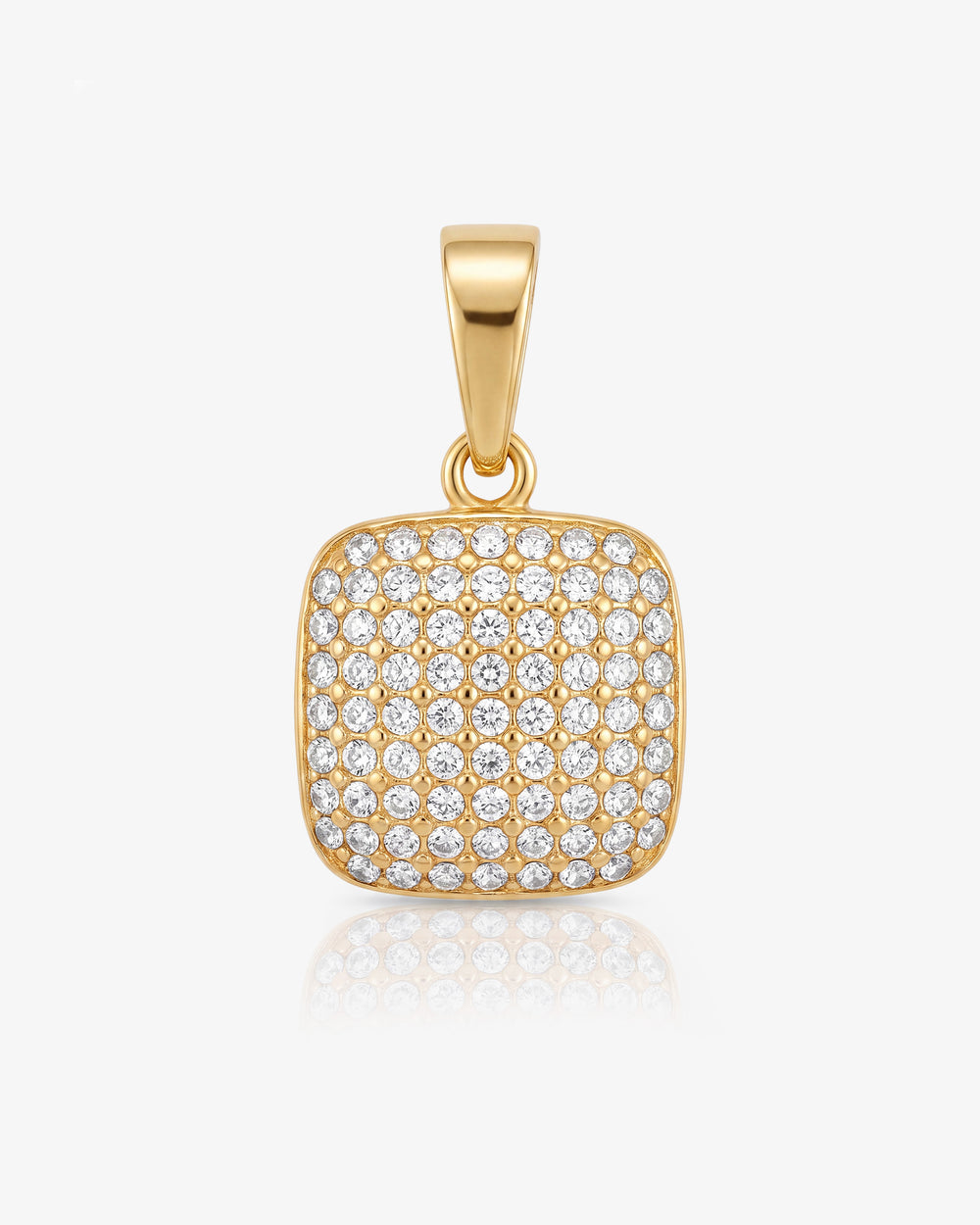 Colgante MINI ICY de oro con cruz cuajada de diamantes pavé.