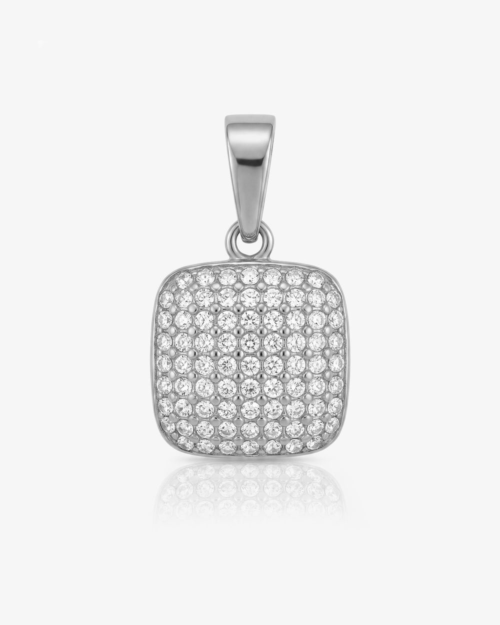 Charm MINI ICY con una gema roja rodeada de diamantes pavé sobre engaste de plata.