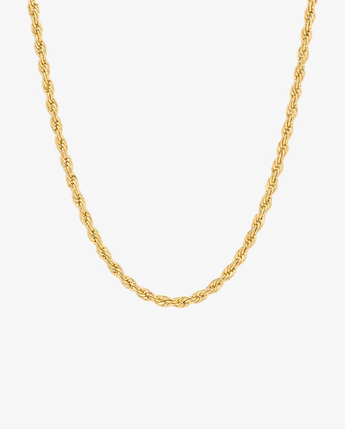Lazio Gold Chain refined rope chain 3 mm wide displayed on a white background