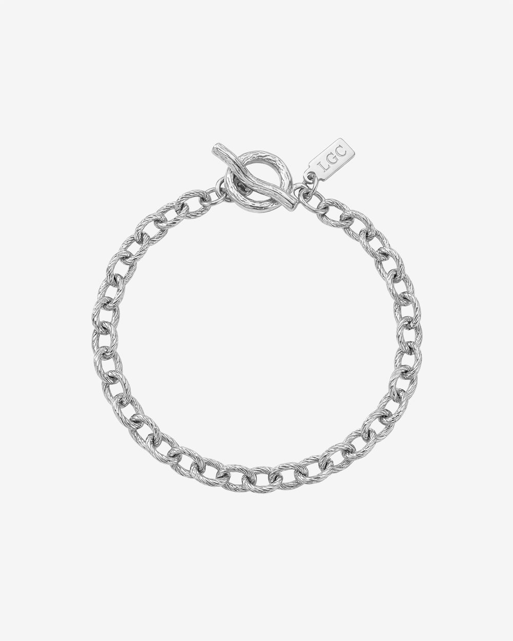 Pulsera plateada Saona con cadena de cuerda trenzada gruesa